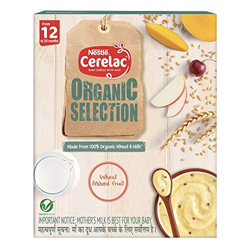 Product Cover Nestle Cerelac Organic Selection Wheat & Mixed Fruit Cereal - From 12 To 24 Months, 200G Bag-In-Box Pack
