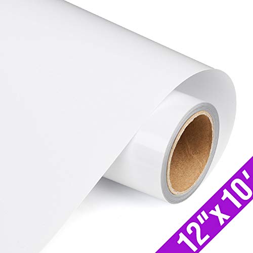 Product Cover TransWonder Premium Heat Transfer Vinyl HTV Rolls for T Shirts 12in.x10ft., Iron on HTV Vinyl Compatible with Cameo Silhouette & Cricut (White)