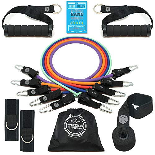 Product Cover Tribe Resistance Bands Set, Exercise Bands for Working Out - Includes Stackable Workout Bands, Handles, Ankle Straps, Door Anchor, Carry Bag & Advanced eBook (Premium Accessories)