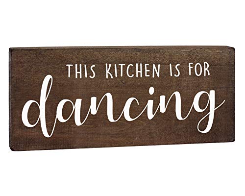 Product Cover This Kitchen is for Dancing Sign - Farmhouse Wall Decor - 6x12 Rustic Wood Decoration with Saying