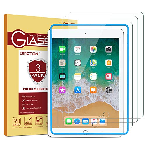 Product Cover [3 Pack] iPad 9.7 6th Generation Screen Protector, OMOTON Tempered Glass Screen Protector for Apple iPad 9.7