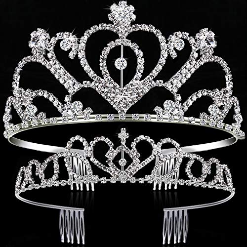 Product Cover 2 Pcs Tiaras And Crowns With Comb Pins Crystal Rhinestone Sparkly Headband Headpiece For For Women Girl Kids Birthday Party Wedding Prom Bride By Teenitor