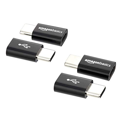 Product Cover AmazonBasics Micro USB (Female) to USB-C (Male) Adapter - Black, 4-Pack