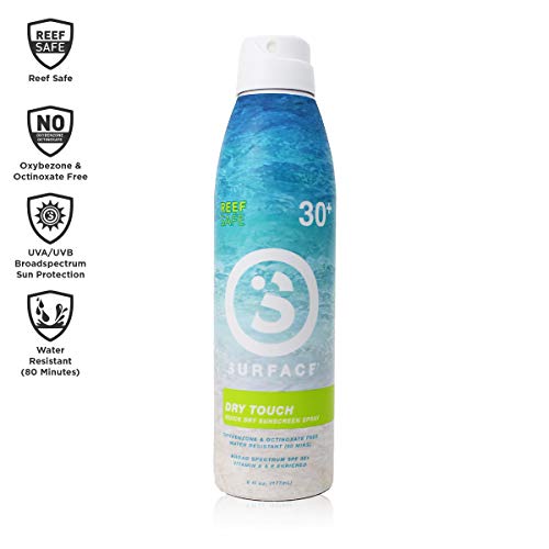 Product Cover Surface Dry Touch Spray Sunscreen - Reef Safe, Ultra-Light & Clean Feeling, Broad Spectrum UVA/UVB Protection, Paraben Free, Hypoallergenic, Water Resistant, Fragrance Free - SPF 30, 6oz