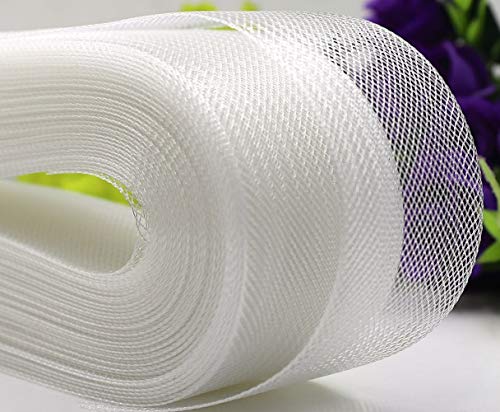 Product Cover Polyester Boning Stiff Horsehair Braid for Sewing Wedding Dress Dance Gowns Dress Accessories, White (4 Inch 25 Yard)