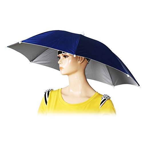 Product Cover Sansheng26-inch Diameter Folded Loose-Belt Fishing Cap Umbrella Cap, Fishing Umbrella Cap Sunhat (Dark Blue)
