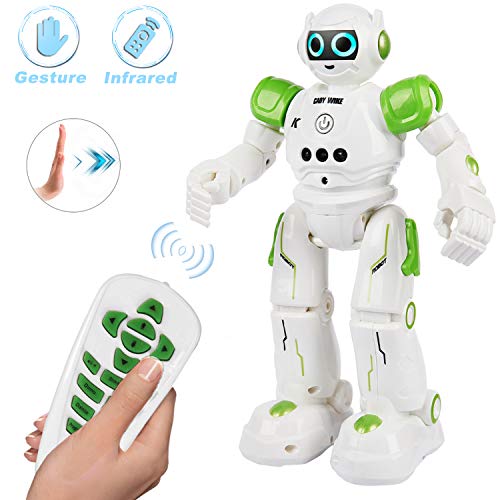 Product Cover Yoego Remote Control Robot, Gesture Control Robot Toy for Kids, Smart Robot with Learning Music Programmable Walking Dancing Singing, Rechargeable Gesture Sensing Rc Robot Kit (Green)