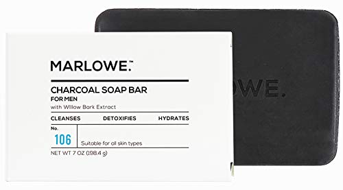 Product Cover MARLOWE. Charcoal Face & Body Soap Bar No. 106 (7oz) | Best Cleansing & Detoxifying Bar for Men | Made with Natural Ingredients | Shea Butter & Willow Bark Extract | Amazing Scent