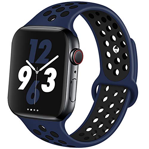 Product Cover OriBear Compatible for Apple Watch Band 44mm 42mm, Breathable Sporty for iWatch Bands Series 5/4/3/2/1, Watch Nike+, Various Styles and Colors for Women and Men(S/M,Navy-Black)