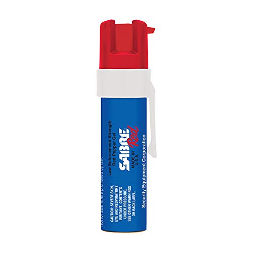 Product Cover SABRE RED Compact Pepper Gel with Clip - Maximum Strength Police Grade Gel OC Spray, 12 Foot (4M) Range with 35 Bursts (5X Other Brands) - Pepper Gel is Safer and Only Affects Target