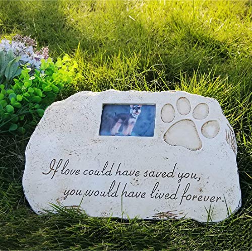 Product Cover Re-Call Pet Tombstone Dog or Cat Memorial Stone Personalized with Waterproof Photo Dog or Cat Grave Markers in Lawn and Garden