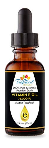 Product Cover 100% Pure Premium Vitamin E Oil 2 oz - Maximum Strength 75,000 IU-Blocks Free Radicals, Slows Aging, Reduces Wrinkles, Skin,Nails, Hair, Scars, Sunburn - Travel Size