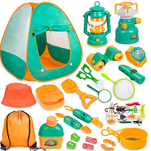 Product Cover Meland Kids Camping Set with Tent 24pcs - Camping Gear Tool Pretend Play Set for Toddlers Kids Boys Girls Outdoor Toy Birthday Gift