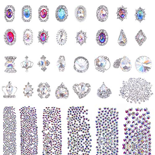 Product Cover Selizo 3168pcs Rhinestones Nail Crystals Rhinestones with 30pcs Nail Metal Gems Jewels Stones for 3D Nails Art Decoration Nail Art Supplies