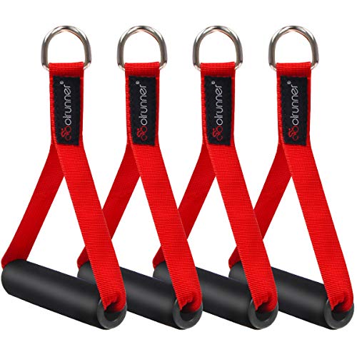 Product Cover Coolrunner 2 Pair Resistance Band Handles Grips Fitness Strap Wide Design Heavy Duty Cable Handles with Solid ABS Cores, Durable Carabiners with Heavy Gauge Welded D-Rings (4-Piece Set)