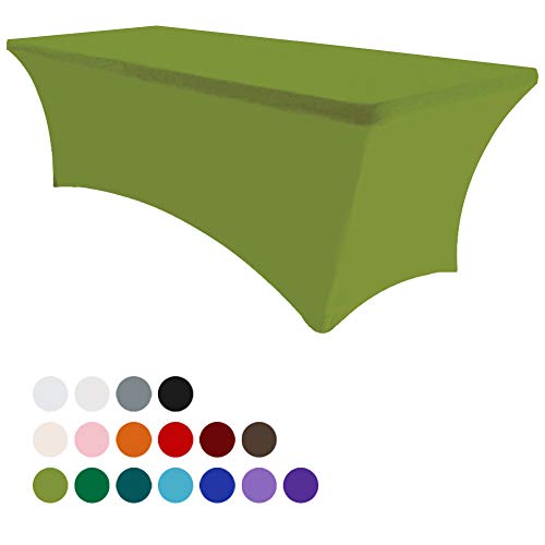 Product Cover Eurmax 6Ft Rectangular Fitted Spandex Tablecloths Table Covers Event Stretchable Tablecloth (Kelly Green)