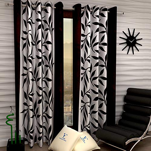 Product Cover Fashion String 2 Pieces Window Curtain Set, 5 feet Long,Brown-(116 cm x 152 cm)