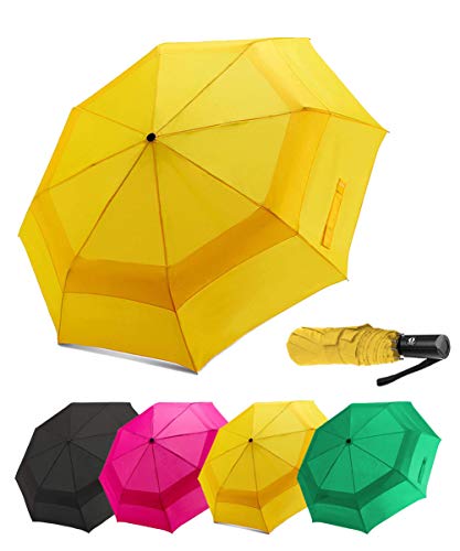 Product Cover LANBRELLA Umbrella Windproof Compact Travel Umbrella Vented Double Canopy Auto Open Close - Yellow