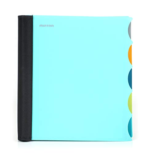 Product Cover Mintra Office Durable PREMIUM Spiral Notebook - Fabric Covered Coils, No Snags, Removable Adjustable Pocket Dividers, Ruler, Organization, Customizable ((Teal, 5 Subject, 8.5in x 11in))