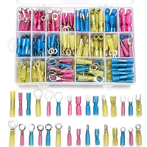 Product Cover 300 PCS Heat Shrink Connectors, Plustool Electrical Wire Terminals Kit Waterproof Butt Bullet Connectors Insulated Marine Crimp Automotive Connectors Wire Terminals Kits