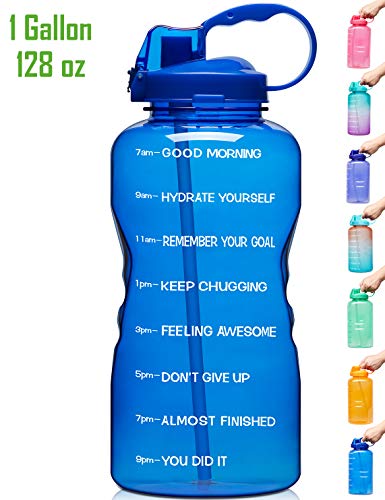 Product Cover Venture Pal Large 128oz (When Full) Leakproof Fitness Sports Water Bottle with Motivational Time Marker & Straw to Ensure You Drink Enough Water Throughout The Day -Deep Blue