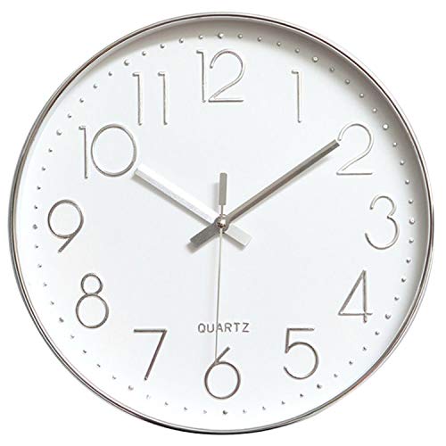 Product Cover Tosnail 12 Inches Round Silent Non Ticking Quartz Wall Clock - Elegant Silver Frame