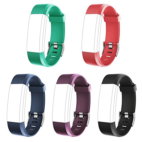 Product Cover LETSCOM Replacement Bands for Fitness Tracker ID115Plus HR, 5 Pack (Black, Blue, Purple, Red, Green)