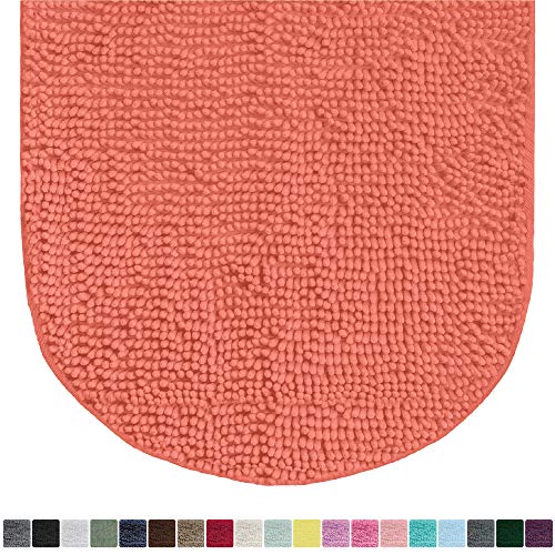 Product Cover Gorilla Grip Original Luxury Chenille Oval Bath Rug Mat, 42x24, Extra Soft and Absorbent Large Shaggy Bathroom Rugs, Machine Wash Dry, Plush Carpet Mats for Tub, Shower, and Bath Room, Coral
