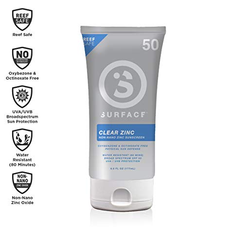 Product Cover Surface Clear Zinc Sunscreen Lotion - Reef Safe, Broad Spectrum UVA/UVB Protection, Physical Sun Protection, Cruelty Free, Hypoallergenic, Ultra Water Resistant - SPF 50, 6oz