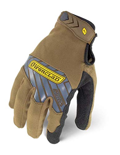 Product Cover Ironclad Command Pro Work Gloves; Touch Screen Gloves Conductive Palm & Fingers, All-Purpose, Performance Fit, Machine Washable, Sized S, M, L, XL, XXL (1 Pair), Brown