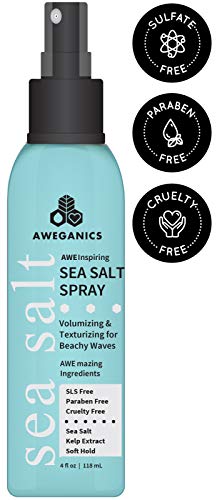 Product Cover Aweganics Sea Salt Hair Spray - AWE Inspiring Volumizing and Texturizing Hair Styling Sprays for Beachy Waves, Moisturizing, Women, Men, Kids - SLS-Free, Paraben-Free, Cruelty-Free, COLOR SAFE