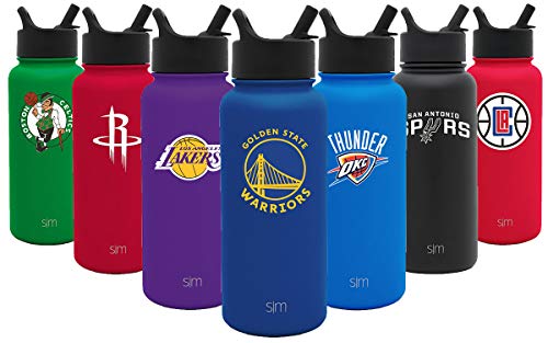 Product Cover Simple Modern Golden State Warriors 32oz Summit Water Bottle with Straw Lid - NBA - 18/8 Stainless Steel Vacuum Insulated Hydro Powder Coated Flask Mens Womens