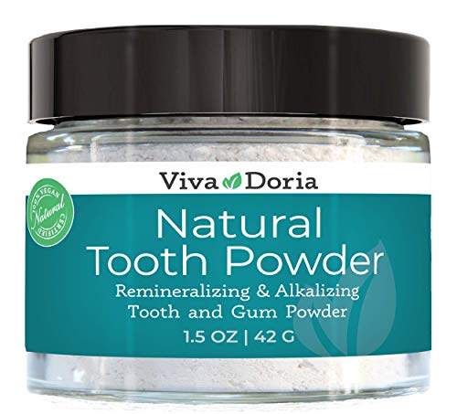 Product Cover Viva Doria Natural Fluoride Free Tooth Powder, Refreshes mouth, Freshens Breath, Keeps Teeth and Gum Healthy, Mint Flavor, 1.5 oz Glass jar