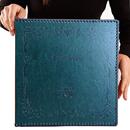 Product Cover Totocan Photo Album Self Adhesive, Huge Magnetic Self-Stick Page Picture Album with Leather Vintage Inspired Cover, Hand Made DIY Albums Holds 3X5, 4X6, 5X7, 6X8, 8X10 Photos (DarkGreen 80 Pages)