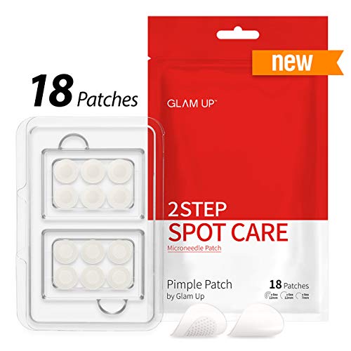 Product Cover Pimple Patch by Glam Up 2 Step Spot Care, Microneedle Patch - Intensive Trouble Care, Invisible Cover Patch - 18 patches (Microneedle patch 6ea + Hydrocolloid 12ea)
