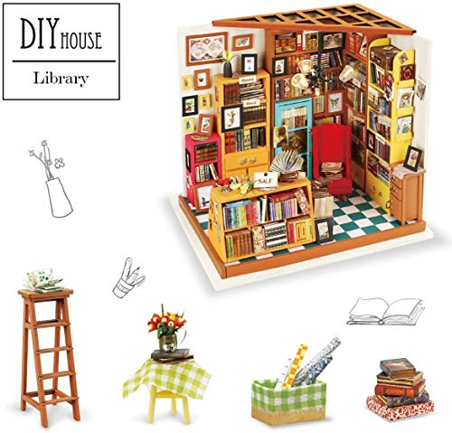 Product Cover Rolife Miniature Dollhouse Wooden House Kit Birthday Gift for Girls Women and Friend (Sam's Study)