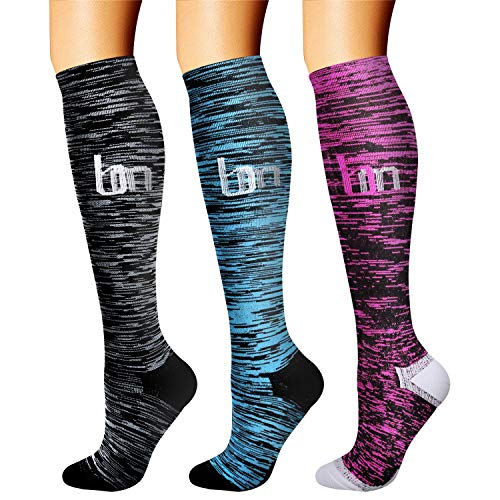 Product Cover CHARMKING Compression Socks (3 Pairs) 15-20 mmHg is Best Athletic & Medical for Men & Women, Running, Flight, Travel, Nurses, Edema - Boost Performance, Blood Circulation & Recovery (L/XL,Assorted 26)