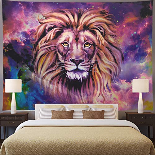 Product Cover Ameyahud Lion Tapestry Starry Sky Lion Tapestries Hippie Bohemian Animal Wall Hanging Tapestry Galaxy Vivid 3D Print African Lion Wall Tapestry for Living Room Bedroom Dorm Decor
