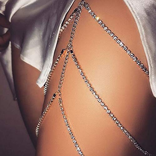 Product Cover Nicute Boho Rhinestone Leg Chain Silver Layered Thigh Chains Sexy Body Jewelry for Women and Girls