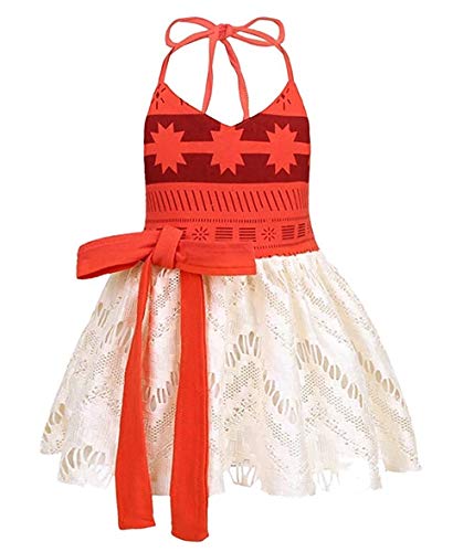 Product Cover Toddler Infant Baby Girl Clothes Lace Halter Backless Jumpsuit Dress Tulle Sundress Adventure Costume Outfits (Orange, 12-24Months)