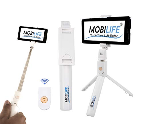 Product Cover Hoteon Mobilife Bluetooth Extendable Selfie Stick with Wireless Remote and Tripod Stand for iPhone X/iPhone 8/8 Plus/iPhone 7/iPhone 7 Plus/Galaxy Note 8/Google More (White)
