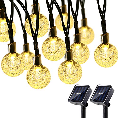 Product Cover Brizled 2 Pack Solar Globe String Lights, 21.33ft 30 LED Outdoor String Lights, Waterproof 8 Modes Crystal Ball Solar Light String for Yard Patio Garden Wedding Pergola Gazebo Bistro Party, Warm White
