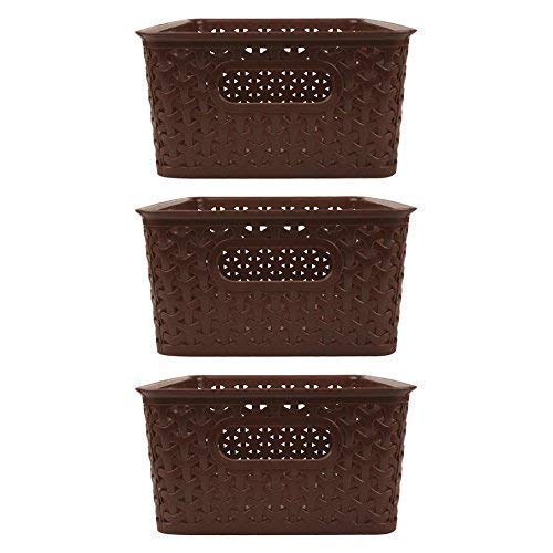 Product Cover Xllent® Multipurpose Baskets for Storage Set of 3 Pieces,Brown,Medium, B20Cm, L 26Cm,H11 cm