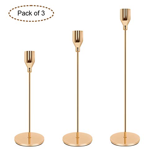 Product Cover Taper Candle Holders Gold Table Decorative Candlestick Holder for Wedding Dinning Party Candle Holders for Taper Candles Metal Candle Stand Metal Candelabra,Fits 3/4 Inch Slim Candles & Led Candles
