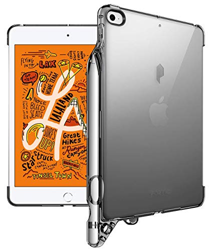 Product Cover iPad Mini 5 Clear Case, Poetic Flexible Soft Transparent TPU Clear Back Cover with Pencil Holder, Compatible with Apple Smart Cover, Lumos, for Apple iPad Mini 5, Transparent Gray