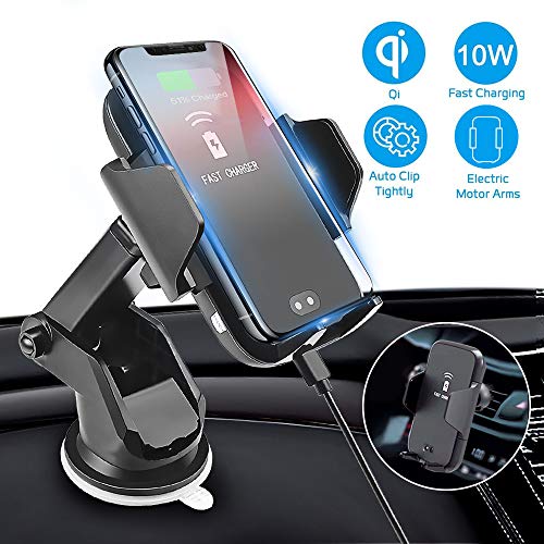 Product Cover Zebrago Wireless Car Charger, Auto-Clamping Qi Fast Wireless Car Charger Mount Phone Holder for Car Dashboard Windshield for iPhone Xs Max/XS/XR/X/8Pl