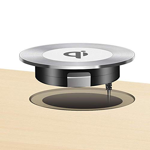 Product Cover JE Desk Wireless Charger, Desktop Grommet Power Charging Pad Compatible iPhone11/11Pro/11Pro Max/Xs/XR/XS/X/8/8 Plus, Galaxy Note, All QI-Enbed