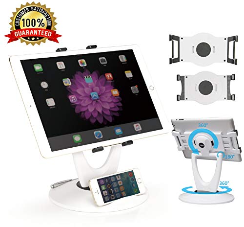Product Cover Max Smart Retail Kiosk iPad Stand, 360 Rotating Commercial Tablet Stand, 6 to 13.5 inch iPad Mini Pro Business Tablet Holder, Swivel Design for Store Office Reception Kitchen Desktop, 5025 White