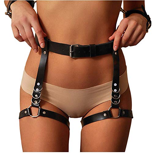 Product Cover Women Sexy Punk Leather Harness Garter Belt Adjustable Waist Leg Cincher Cage Belt