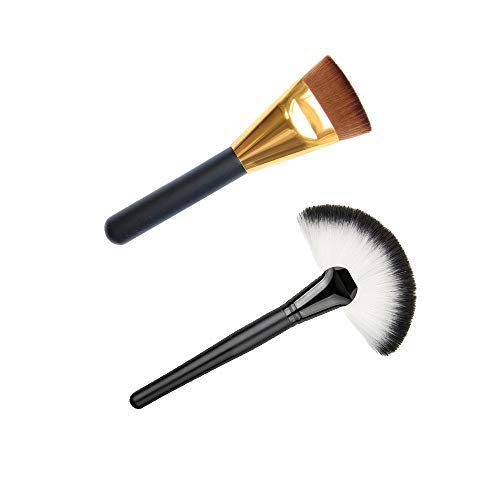 Product Cover Electomania Set of Slim Fan Brush Makeup Blush & Professional Flat Contour Brush for Makeup (2Pcs)